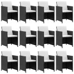 Vidaxl salon de jardin 13 pcs avec coussins rsine tresse noir