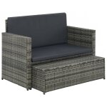 Vidaxl salon de jardin 2 pcs avec coussins résine tressée gris Vidaxl salon de jardin 2 pcs avec coussins résine tressée gris