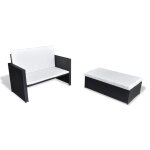 Vidaxl salon de jardin 2 pcs avec coussins r�sine tress�e noir