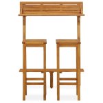 Vidaxl ensemble de bar de balcon 3 pcs bois d'acacia solide