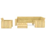 Vidaxl salon de jardin 3 pcs bois de pin impr�gn�