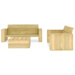 Vidaxl salon de jardin 3 pcs bois de pin impr�gn�