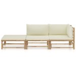 Vidaxl salon de jardin 3 pcs avec coussins blanc cr�me bambou