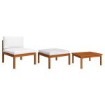 Vidaxl salon de jardin 3 pcs avec coussins bois d'acacia massif