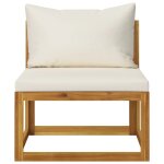 Vidaxl salon de jardin 3 pcs avec coussins crme bois d'acacia solide