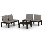 Vidaxl salon de jardin 3 pcs avec coussins plastique gris