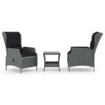 Vidaxl salon de jardin 3 pcs avec coussins rsine tresse gris clair