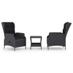 Vidaxl salon de jardin 3 pcs avec coussins rsine tresse gris fonc