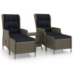 Vidaxl salon de jardin 3 pcs avec coussins rsine tresse marron