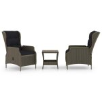 Vidaxl salon de jardin 3 pcs avec coussins rsine tresse marron