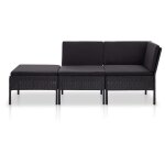Vidaxl salon de jardin 3 pcs avec coussins r�sine tress�e noir