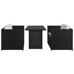 Vidaxl salon de jardin 3 pcs avec coussins rsine tresse noir