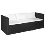 Vidaxl salon de jardin 3 pcs résine tressée noir et blanc Vidaxl salon de jardin 3 pcs résine tressée noir et blanc