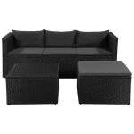 Vidaxl salon de jardin 3 pcs rsine tresse noir et gris