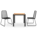 Vidaxl salon de jardin 3 pcs rotin pvc noir et marron