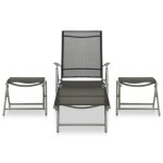 Vidaxl salon de jardin 3 pcs textil�ne et aluminium argent�