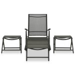 Vidaxl salon de jardin 3 pcs textil�ne et aluminium noir
