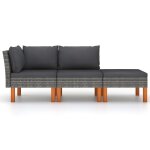 Vidaxl salon de jardin 3pcs rsine tresse et bois d'eucalyptus massif