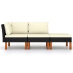 Vidaxl salon de jardin 3pcs r�sine tress�e et bois d'eucalyptus massif
