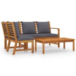 Vidaxl salon de jardin 4 pcs avec coussin bois d'acacia solide