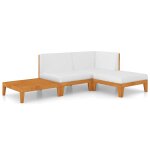 Vidaxl salon de jardin 4 pcs avec coussins bois d'acacia solide