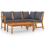 Vidaxl salon de jardin 4 pcs avec coussin bois d'acacia solide