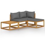 Vidaxl salon de jardin 4 pcs avec coussin bois d'acacia solide