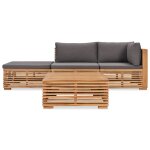 Vidaxl salon de jardin 4 pcs avec coussins bois de teck solide
