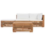 Vidaxl salon de jardin 4 pcs avec coussins bois de teck solide