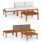 Vidaxl salon de jardin 4 pcs avec coussins cr�me bois d'acacia solide