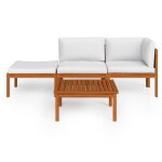 Vidaxl salon de jardin 4 pcs avec coussins cr�me bois d'acacia solide