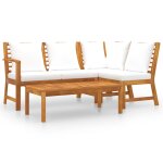 Vidaxl salon de jardin 4 pcs avec coussin crme bois d'acacia solide