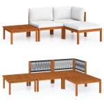 Vidaxl salon de jardin 4 pcs avec coussins crme bois d'acacia solide
