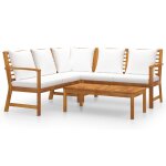 Vidaxl salon de jardin 4 pcs avec coussin crme bois d'acacia solide