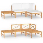 Vidaxl salon de jardin 4 pcs avec coussins crème bois de teck solide Vidaxl salon de jardin 4 pcs avec coussins crème bois de teck solide
