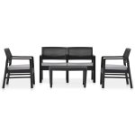 Vidaxl salon de jardin 4 pcs avec coussins plastique anthracite