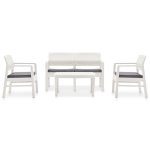 Vidaxl salon de jardin 4 pcs avec coussins plastique blanc