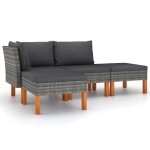Vidaxl salon de jardin 4 pcs avec coussins r�sine tress�e gris