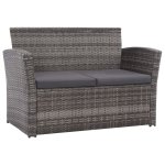 Vidaxl salon de jardin 4 pcs avec coussins rsine tresse gris