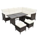 Vidaxl salon de jardin 4 pcs avec coussins r�sine tress�e marron