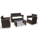 Vidaxl salon de jardin 4 pcs avec coussins rsine tresse marron