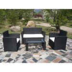 Vidaxl salon de jardin 4 pcs avec coussins rsine tresse noir