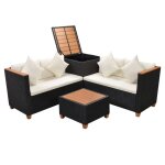 Vidaxl salon de jardin 4 pcs avec coussins résine tressée noir Vidaxl salon de jardin 4 pcs avec coussins résine tressée noir