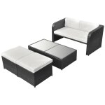 Vidaxl salon de jardin 4 pcs avec coussins rsine tresse noir