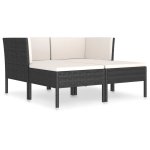 Vidaxl salon de jardin 4 pcs avec coussins rsine tresse noir