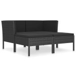 Vidaxl salon de jardin 4 pcs avec coussins rsine tresse noir