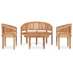 Vidaxl salon de jardin 4 pcs en forme de banane bois de teck solide Vidaxl salon de jardin 4 pcs en forme de banane bois de teck solide