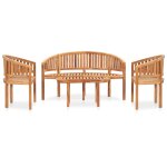 Vidaxl salon de jardin 4 pcs en forme de banane bois de teck solide