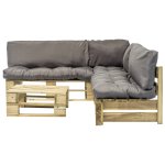 Vidaxl salon de jardin 4 pcs palettes avec coussins gris bois