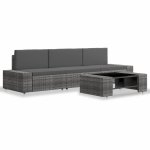 Vidaxl salon de jardin 4 pcs rsine tresse gris